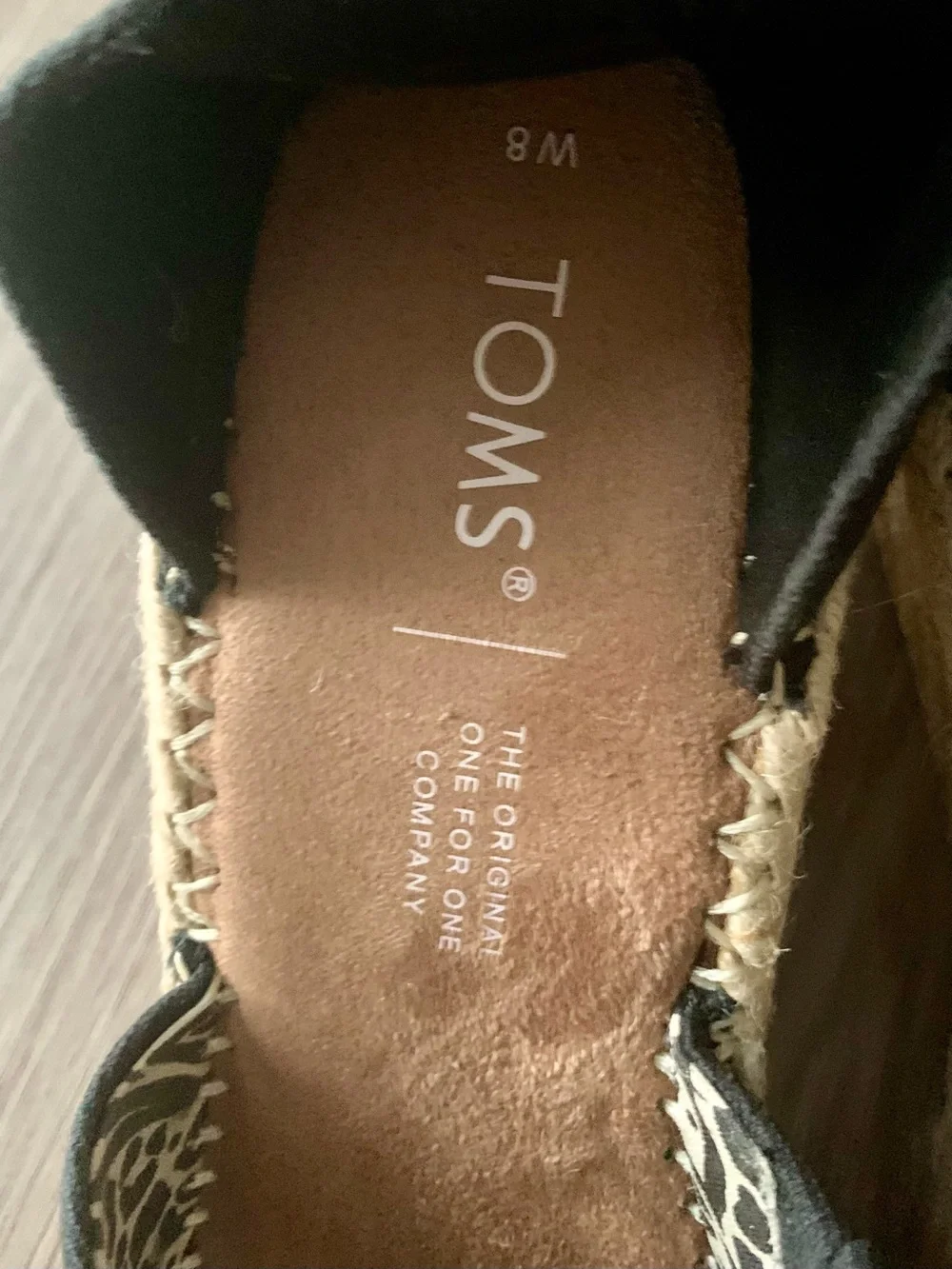 TOMS Black Canvas Espadrille Wedge Sandals with Ankle Strap